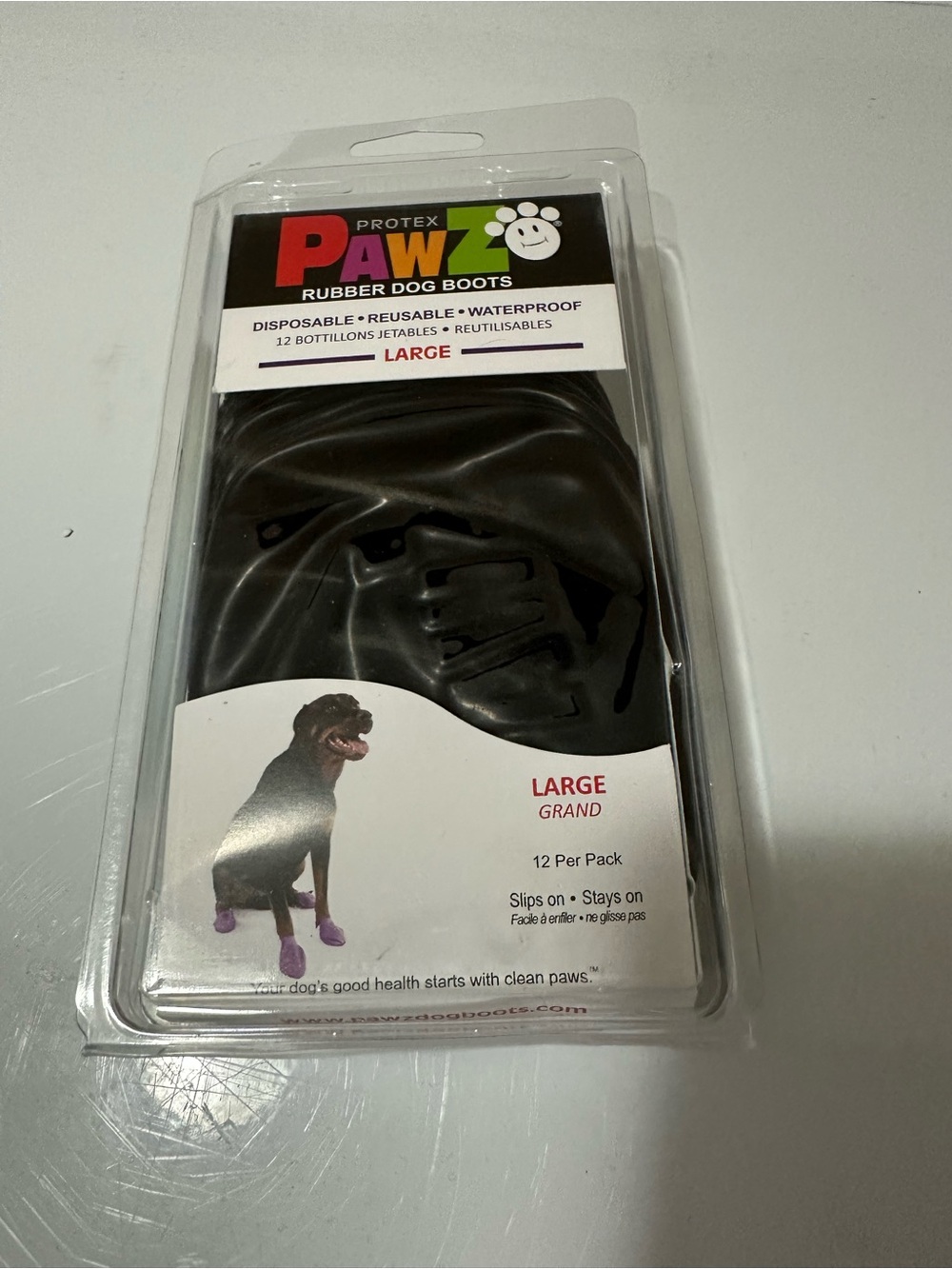 PAWZ Black Rubber Dog Boots - Large